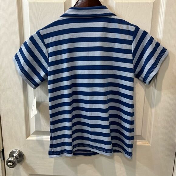 Boys New Blue Striped Polo with zip collar size 9 or 10 - Picture 10 of 12
